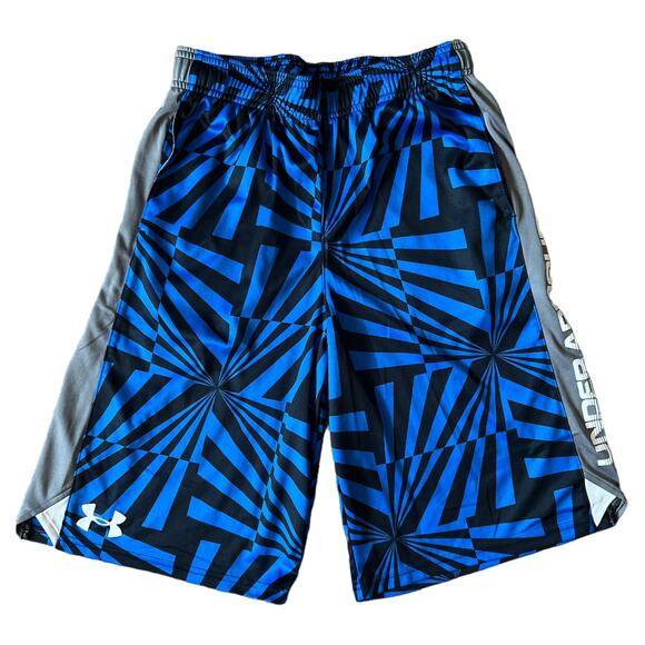 UNDER ARMOUR Blue Printed Boy/Youth Shorts, Large - Picture 1 of 5